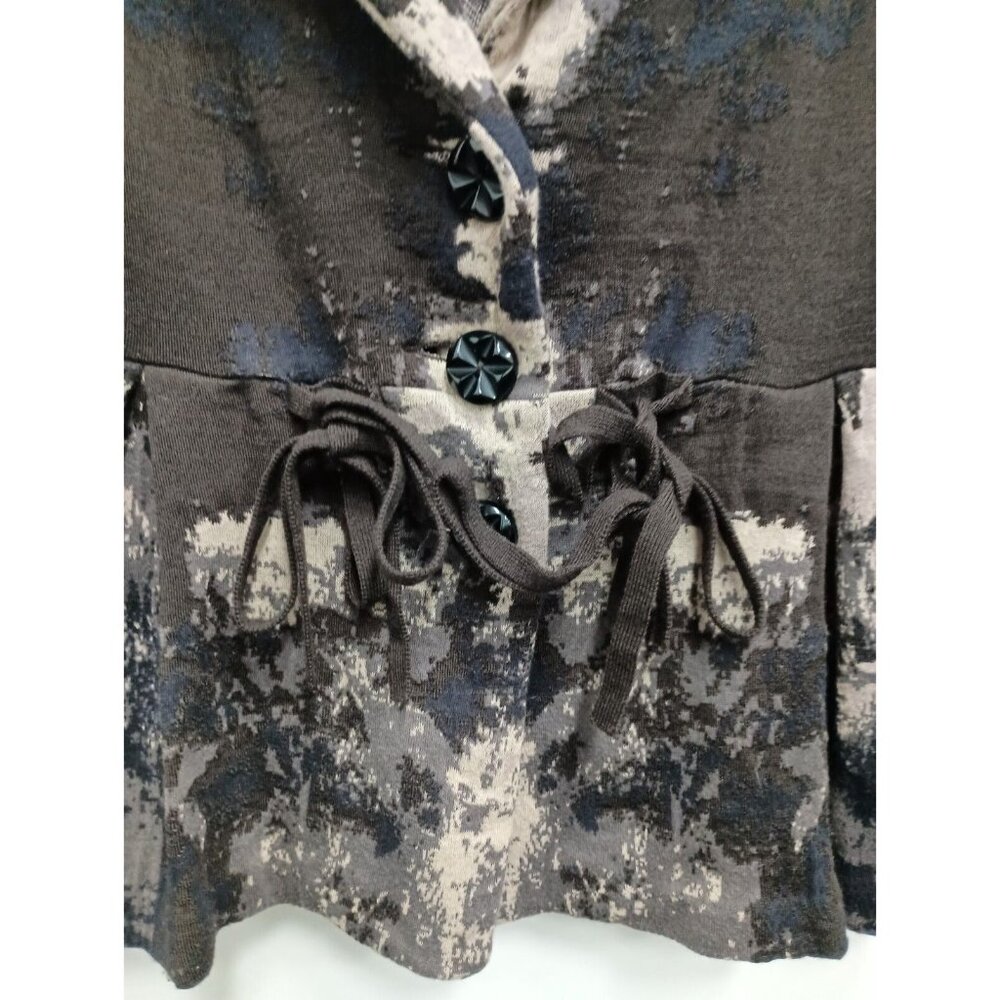 Anthropologie Charlie & Robin Wool Cardigan Medium Brown Tan Tie Dye Whimsygoth - Picture 2 of 11